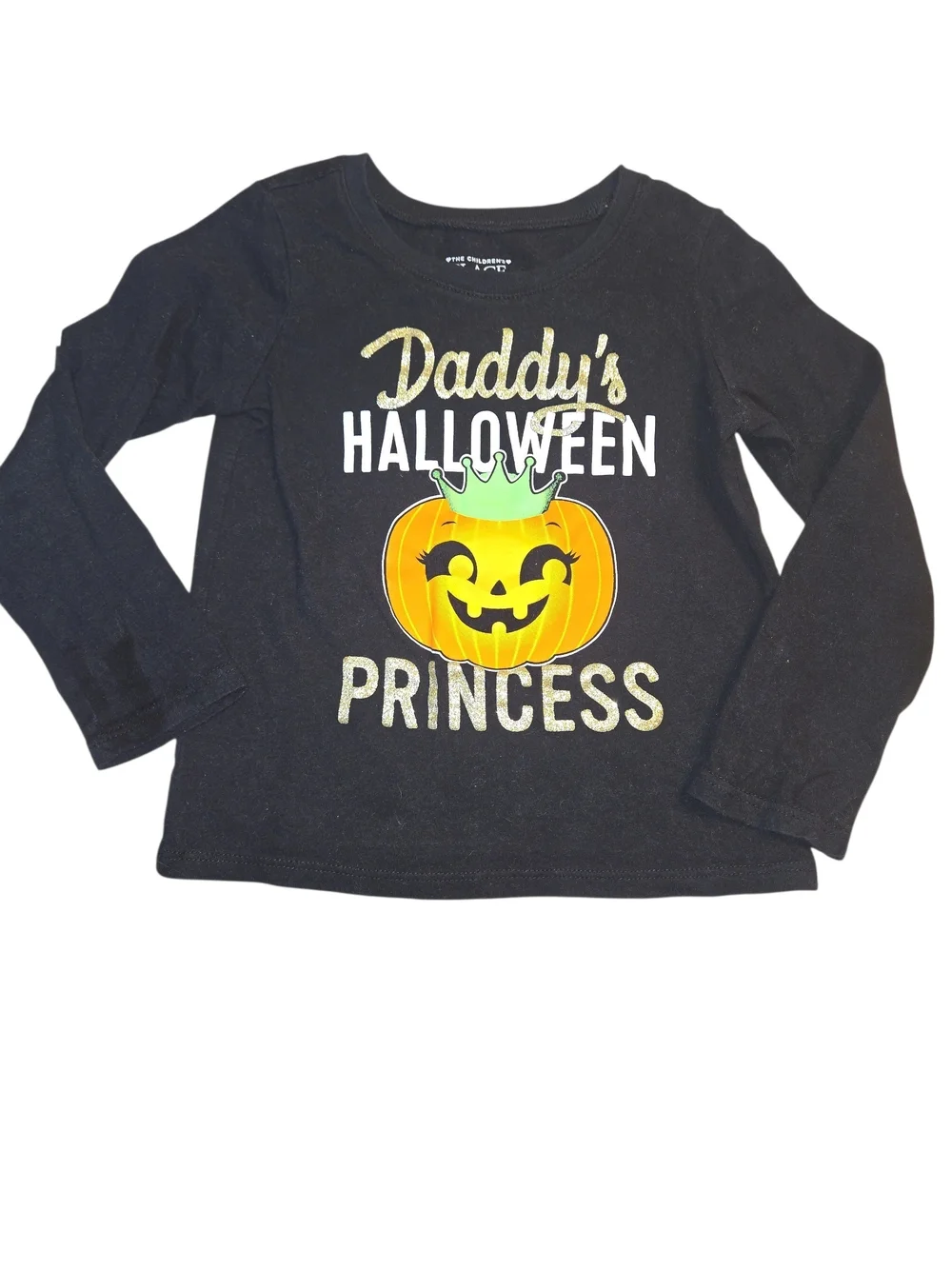 Daddy's Halloween Princess Black Long-Sleeve Kids Tee 3t Glitter